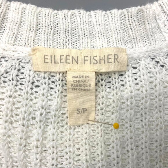 Eileen Fisher White Crew Neck Tunic Sweater Organic Linen Blend Long Sleeve Sz S - Picture 4 of 16